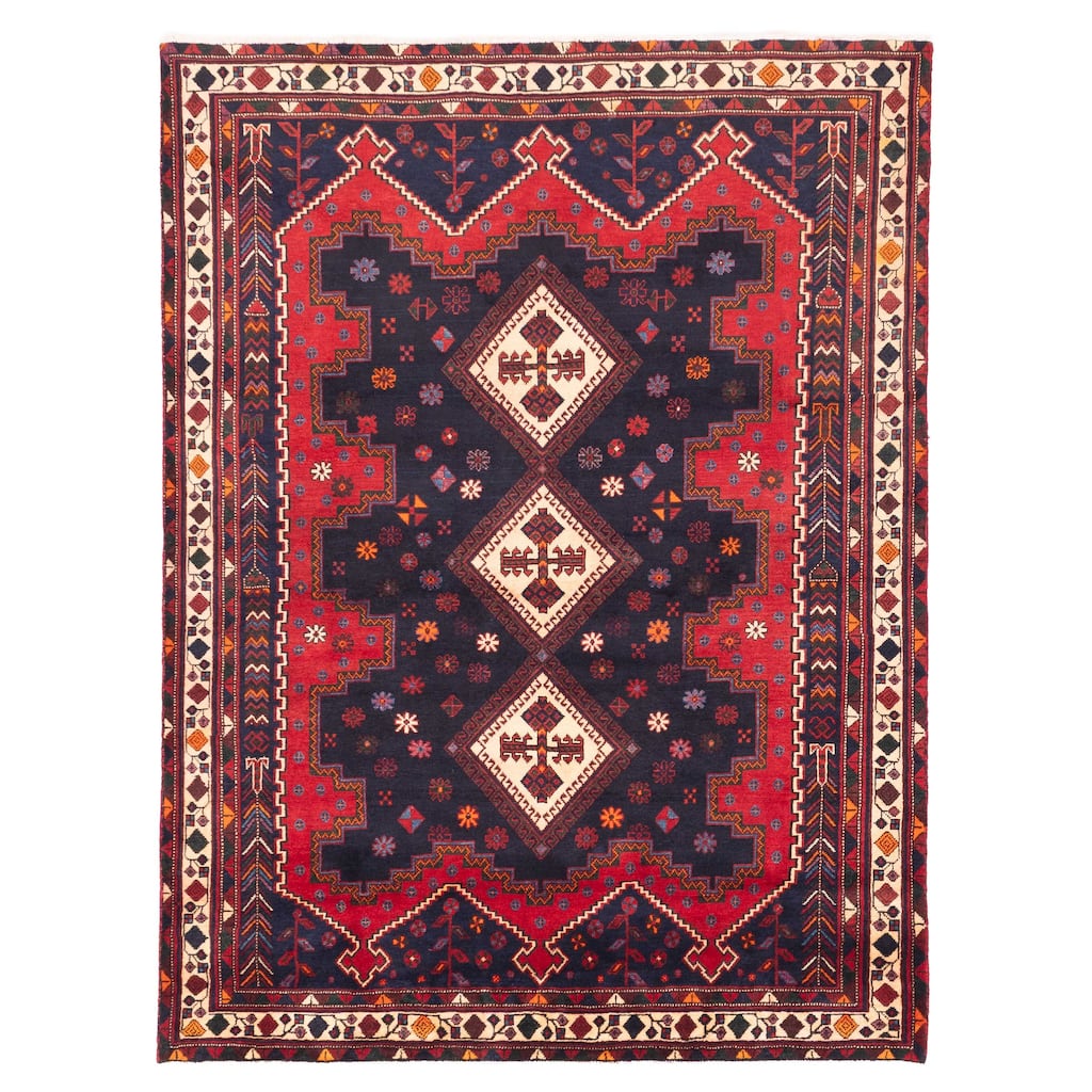 ECARPETGALLERY Hand-knotted Melis Dark Navy Wool Rug - 5'5 x 7'1