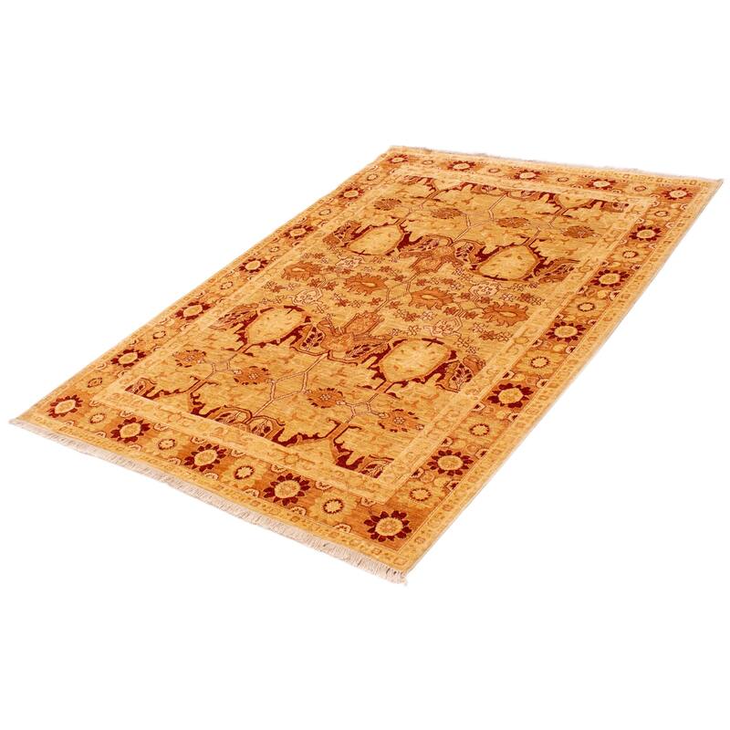 ECARPETGALLERY Hand-knotted Chobi Finest Ivory Wool Rug - 6'4 x 9'0