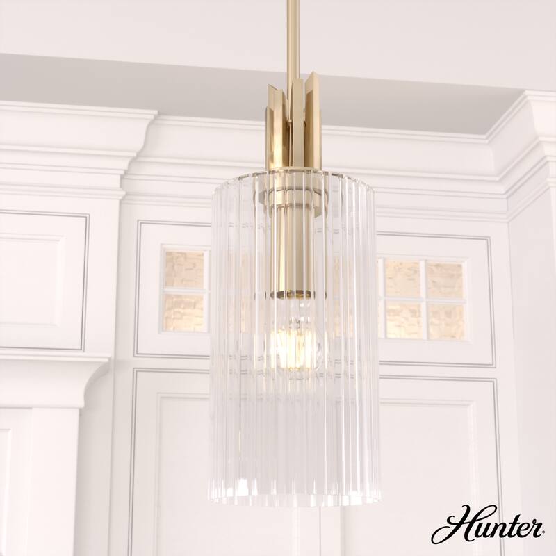 Hunter Gatz 1-Light Pendant - Kitchen Island, Dining Room, Entry - Glam, Contemporary, Transitional - 6" - Alturas  Gold