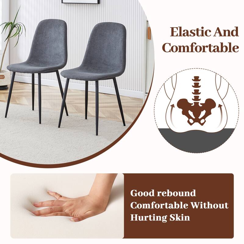 5-Piece Rectangular Dining Table Set, Kitchen Dining Table Set for 4 with 4 Linen Dining Chairs for Dining Room