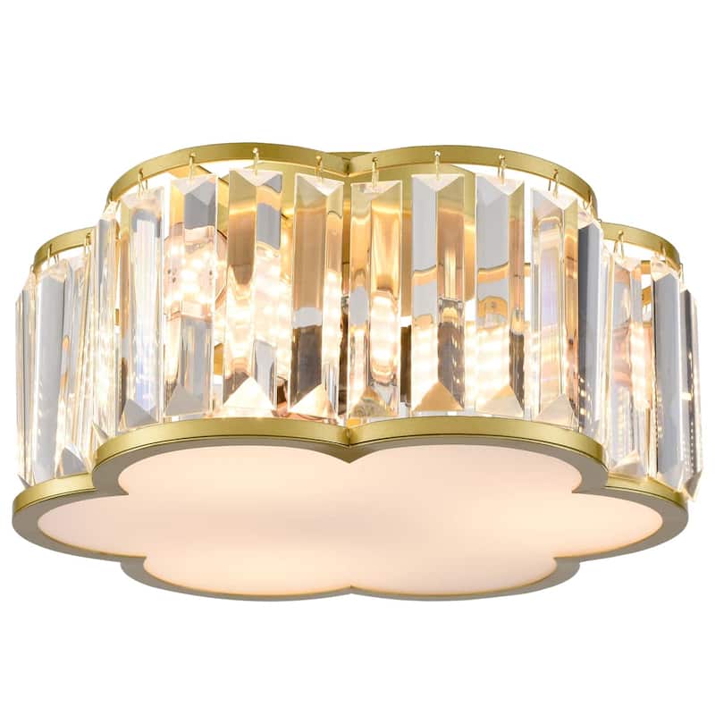 Tripoli Gold Flush Mount Ceiling Light Crystal Ceiling Light Fixture - 3-Lights