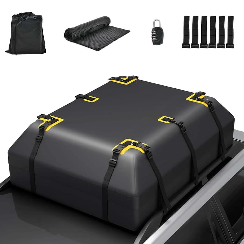 Rooftop Cargo Carrier Bag 21 Cubic Feet Waterproof Car Roof Bag - Black