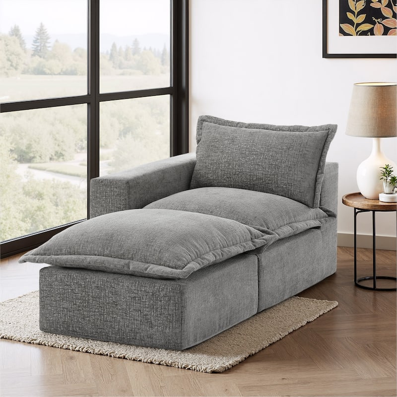 Comfy Cloud Couch Plush Modular Sectional Sofa For Living Room - Grey/2 piece - Left Facing