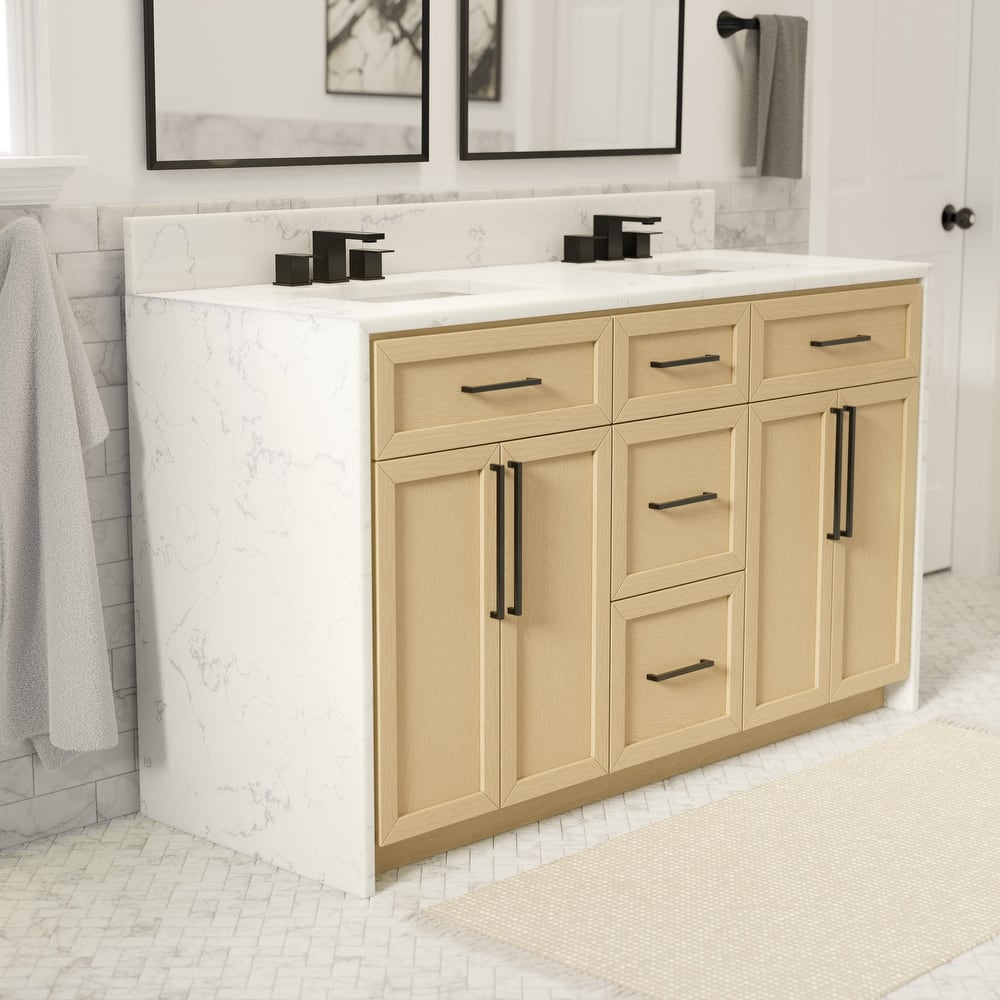KitchenBathCollection Palisade 60" Double Waterfall Vanity with Engineered Marble Top