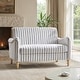 preview thumbnail 35 of 62, HULALA HOME Adika 51"W Farmhouse Striped Linen Upholstered Loveseat with Solid Wood Spindle Legs