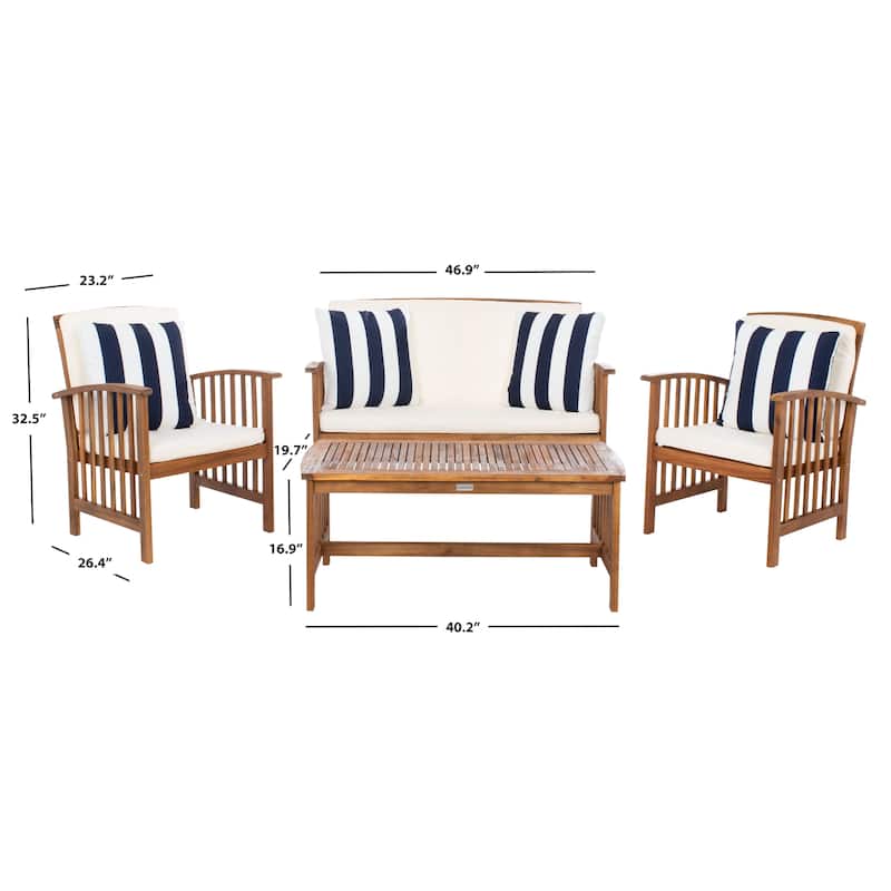 SAFAVIEH Outdoor Rocklin 4-piece Conversation Patio Set