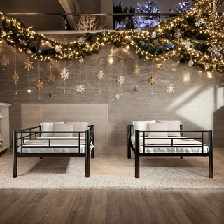 Bunk Bed Twin Over Twin Size with Ladder and high Guardrail, Able to Split, Metal Bunk Bed