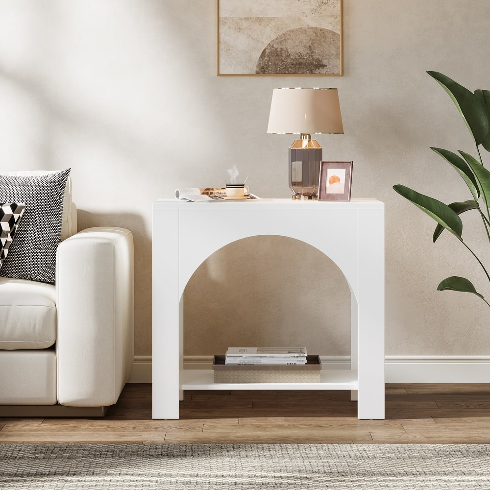 Farmhouse End Table for Living Room Large Side Table with Storage Sofa Table