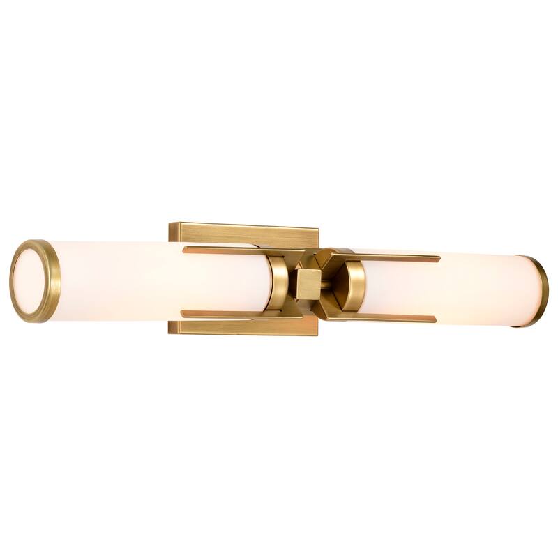 Roselle 2 Light Vanity Natural Brass with White Glass - Natural Brass