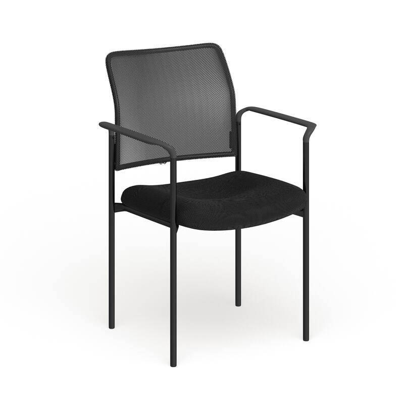 Comfort Mesh Stackable Steel Side Chair with Arms - 24"D x 23.5"W x 34.75"H - Black