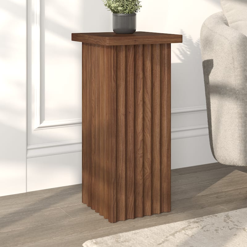 Bourne 10.75" Wide Square Fluted Side Table - 10.75" Wide