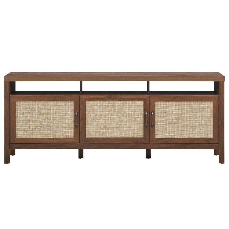 TV Entertainment Center for 65-Inch TVs with Solid Wood Legs and Shelves - 62" x 17.5" x 24.5"
