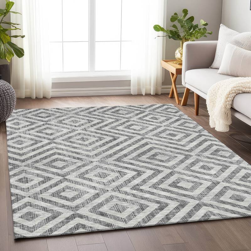 Premium Washable Super Soft Modern Geo Mayfield Rug - Gray - 10' x 14' - Rectangle