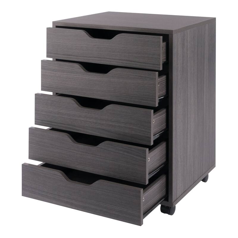Halifax 5-Drawer Mobile Cabinet Charcoal Finish
