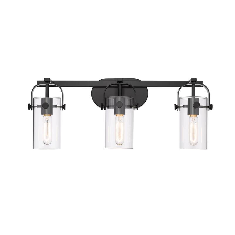 Innovations Lighting 423-3W-11-25 Pilaster II Cylinder Vanity Pilaster - Matte Black / Clear