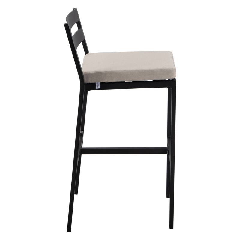 Patio Bar Stool in Powder-Coated Aluminum Frame with Removable Cushion Set of 4