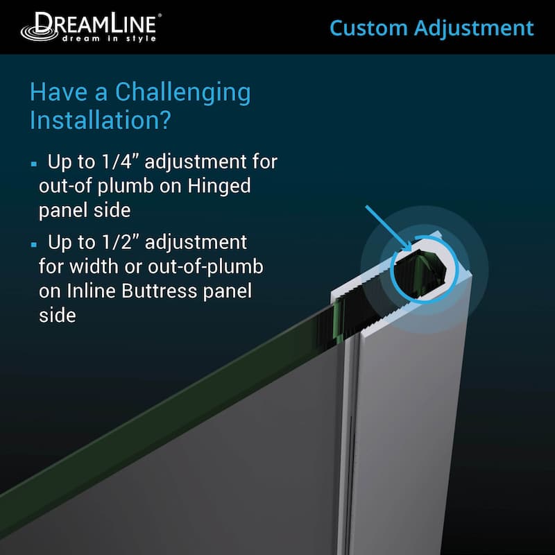DreamLine Unidoor-X 71-71 1/2 in. W x 72 in. H Frameless Hinged Shower Door - 71" - 71.5" W