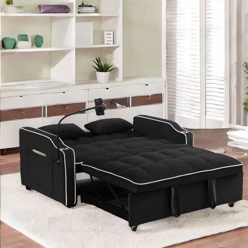Versatile Foldable Sofa Bed in 3 Lengths,Adjustable Back w/ USB