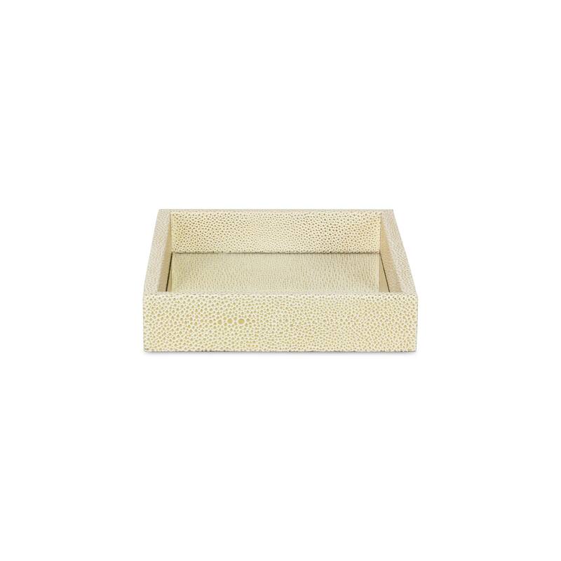 HomeRoots 10" White And Gold Rectangular Mirrored Tray
