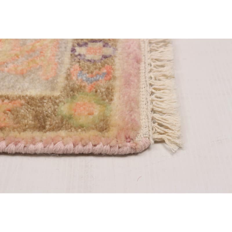 ECARPETGALLERY Hand-knotted Modern Oushak Light Grey Wool Rug - 2'3 x 11'8