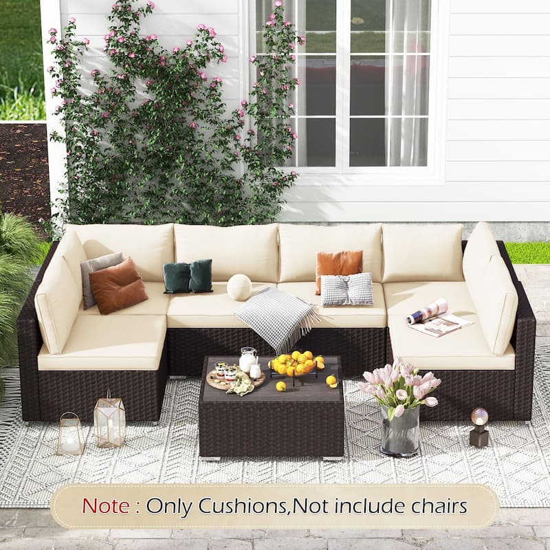 Outdoor Replacement Cushions for Patio Furniture, Waterproof & Non-Slip 4" Sofa Cushions, 6-Seat Conversation Sets, UV-Resistant