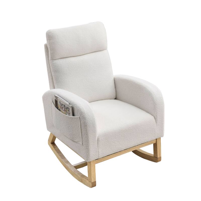 GDFStudio - Emilia Modern Fabric Upholstered Rocking Chair with Ergonomic Design and Side Pockets - 27.6 "W