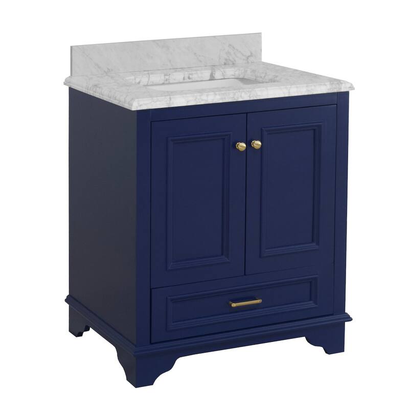 KitchenBathCollection Nantucket 30" Bathroom Vanity with Carrara Marble Top