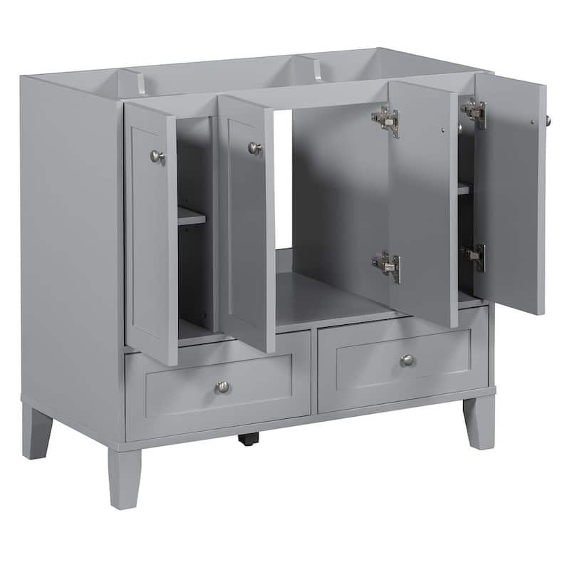 36'' Bathroom Vanity with Sink Set, Solid Wood Frame Bathroom Storage Cabinet, Freestanding Vanity Set
