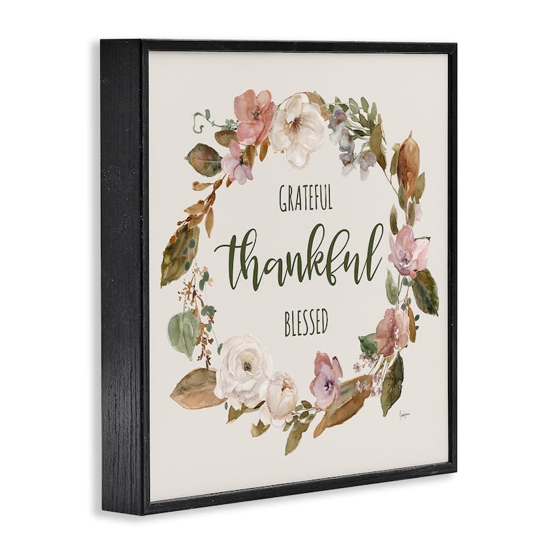 Stupell Elegant Gratitude Wreath Framed Giclee Art Design By Livi Finn