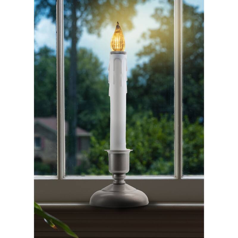 Cape Cod LED Window Candles with Timer - 9" - White and Sliver - Set of 4