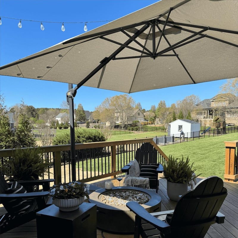 PURPLE LEAF 9 ft Stylish UV50+ Fade Resistant Patio Cantilever Umbrella with 360-degree Rotation