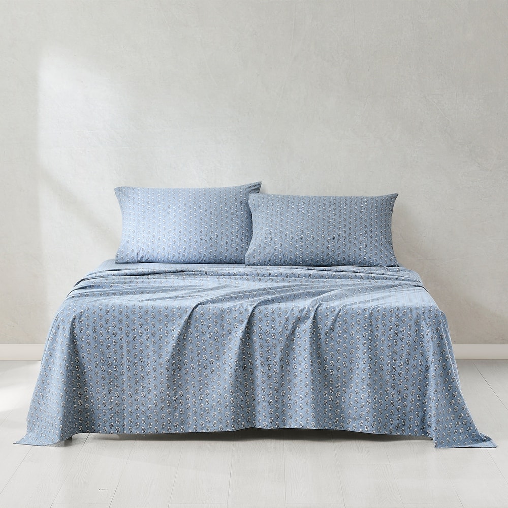 Lush Decor Freesia Blue Cotton Sheet Set