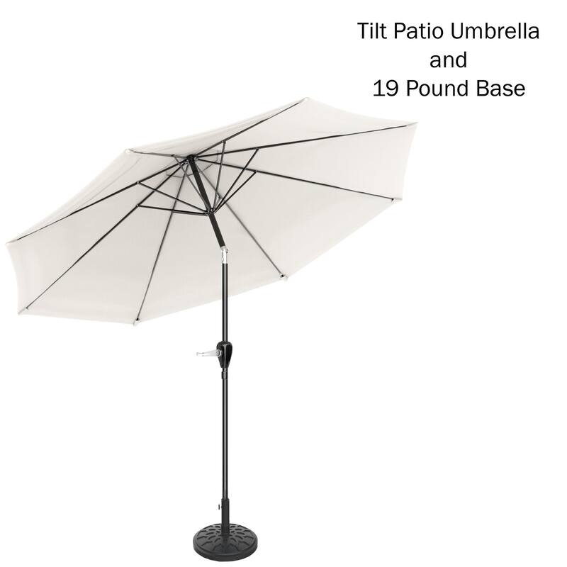 Pure Garden 10-Foot Outdoor Tilting Patio Umbrella with Base