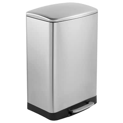 Innovaze 13 Gal./50 Liter Stainless Steel Rectangular Step-on Trash Can for Kitchen