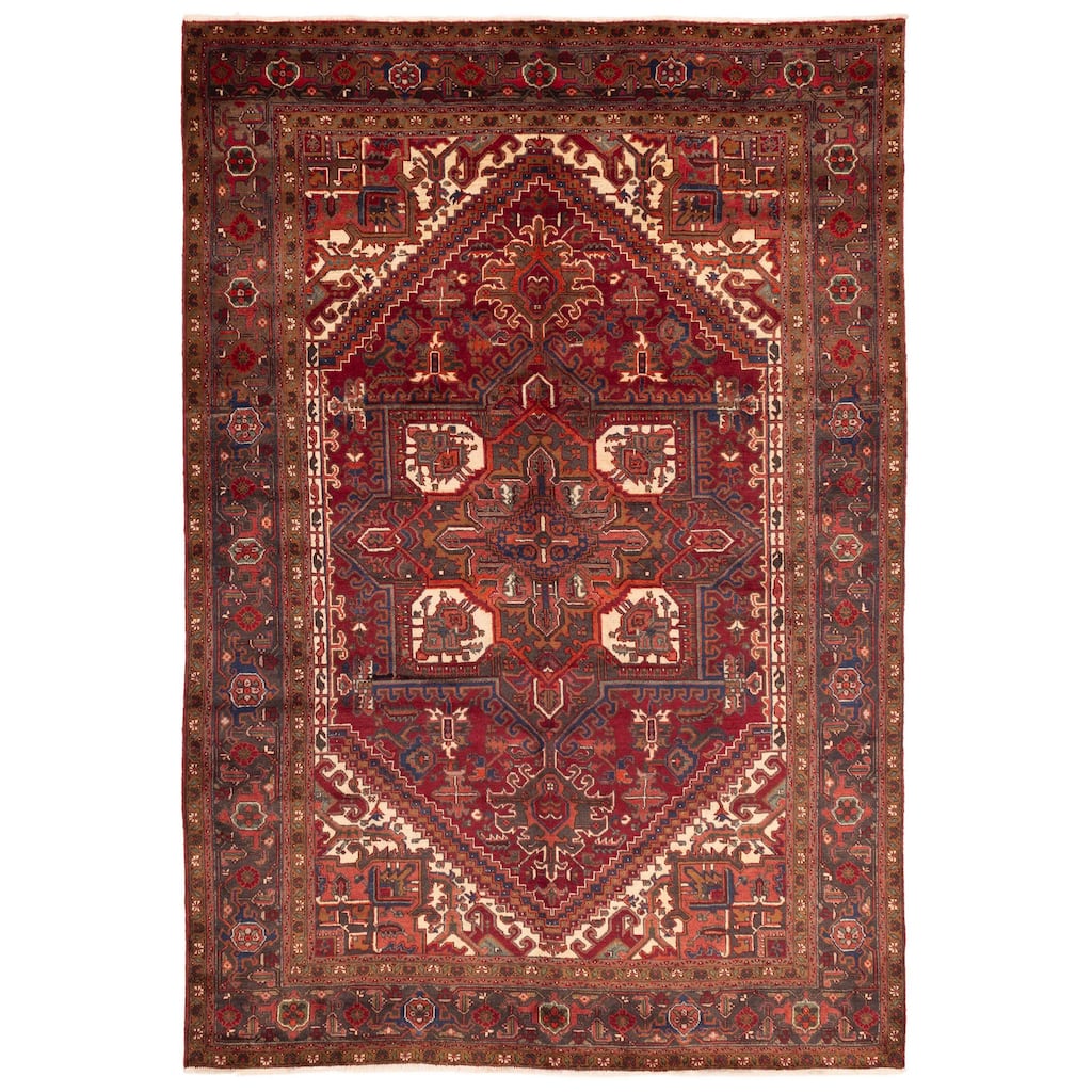 ECARPETGALLERY Hand-knotted Sarabi Dark Red Wool Rug - 7'10 x 11'3
