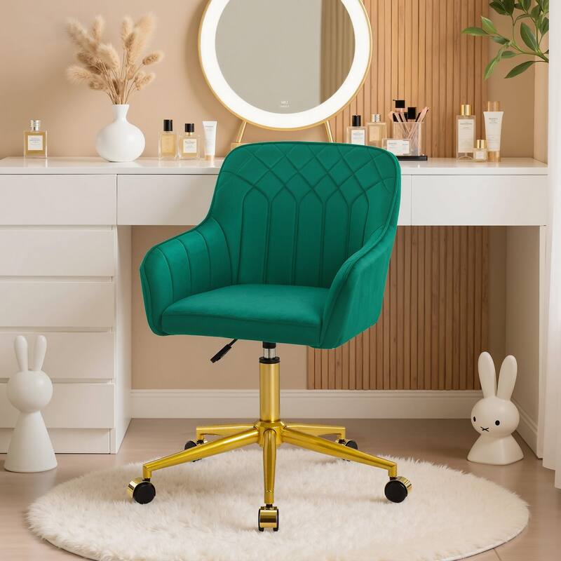 VECELO Modern Home Office Chairs Height Adjustable 360 Swivel Task Chair with Metal Base Silent Wheels