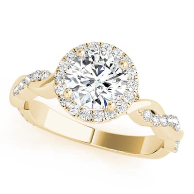 Auriya 14k-Yellow Gold Lab Grown Round Diamond Halo Twisted-Shank Engagement Ring 0.50 to 5.00 ct. tw. (F-G VS)