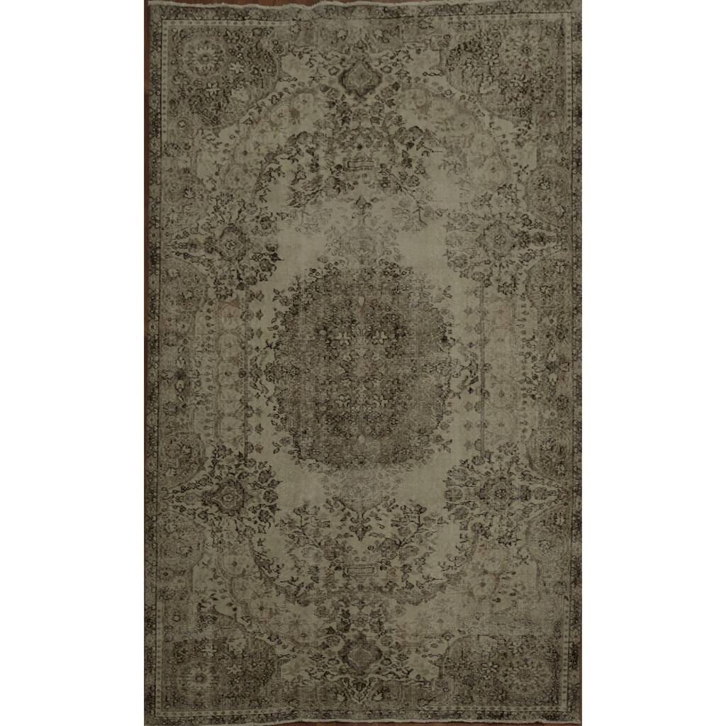 Hand Knotted Oriental 100% Wool Carpet Transitional Floral Beige & Ivories Anatolian Area Rug - 9' 6'' X 5' 9''