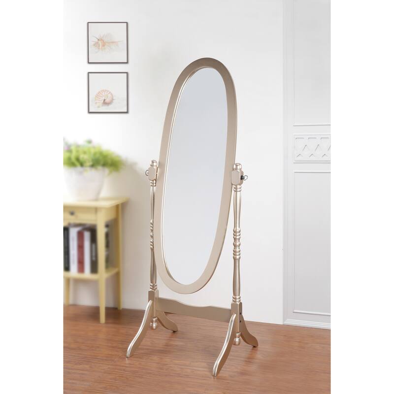 Traditional Oval Wood Frame Floor Mirror