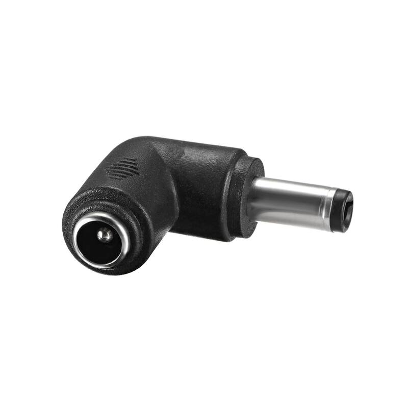 DC Power Connector Right Angle 5.5x2.5mm Male to 5.5x2.1mm Female 5Pcs - Black - 5.5x2.5mm M to 5.5x2.1mm F 5Pcs