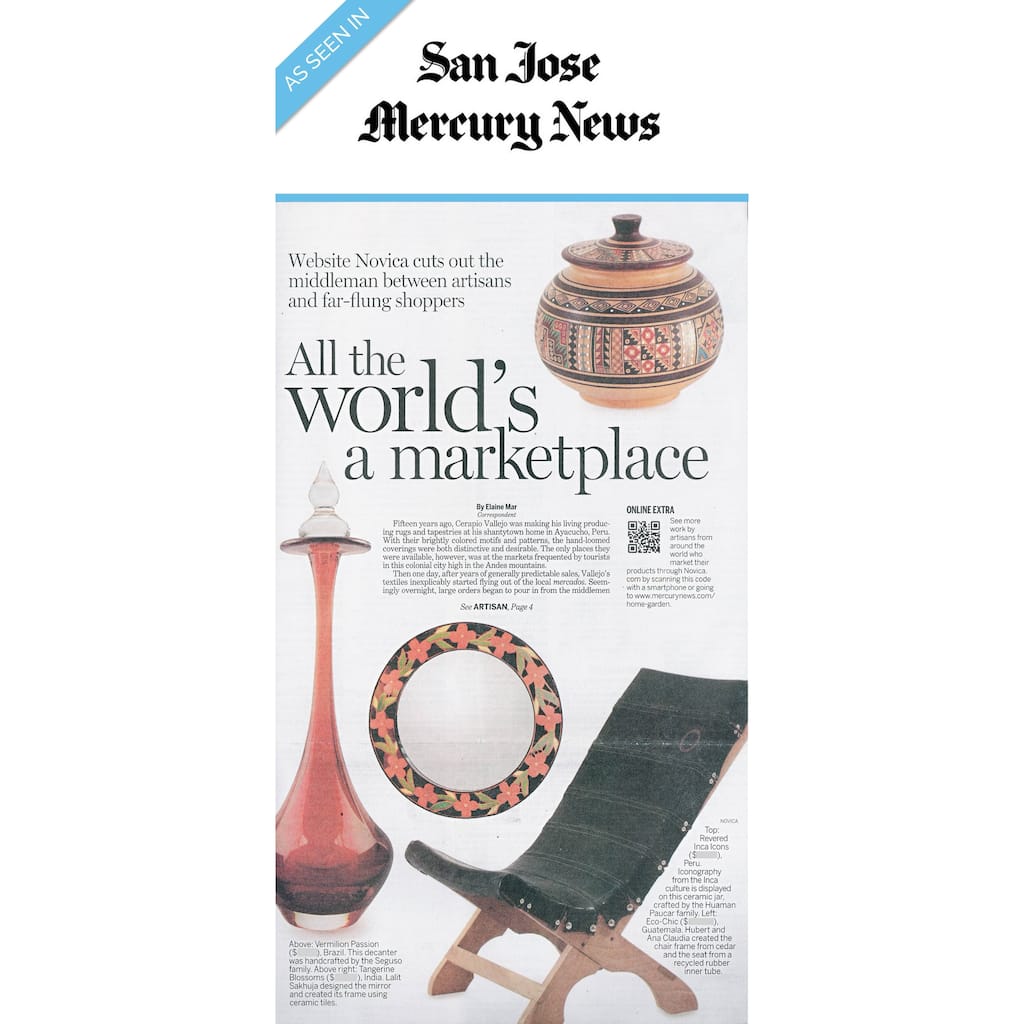 Hanmade Fair Trade Cuzco Ceramic Decorative Jar (Peru) - 7.0 " H x 6.25"