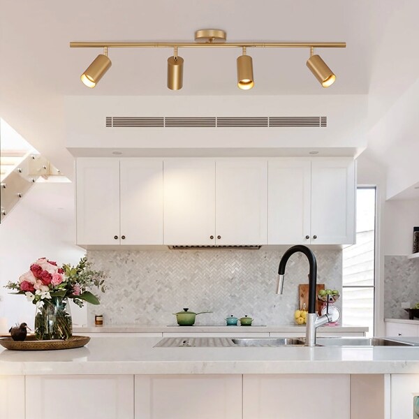 Modern Farmhouse 4 5 Light Gold Linear Ceiling Track Lighting Flush Mount Light 4 Light