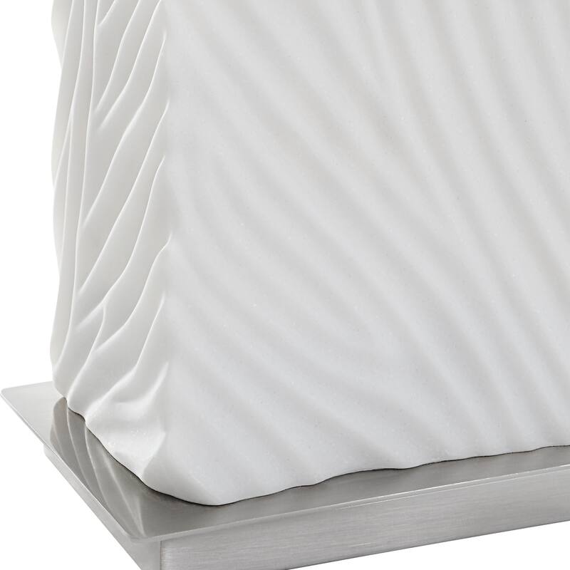 Carved Base Table Lamp with Rectangular Drum Shade - 32" - Cream
