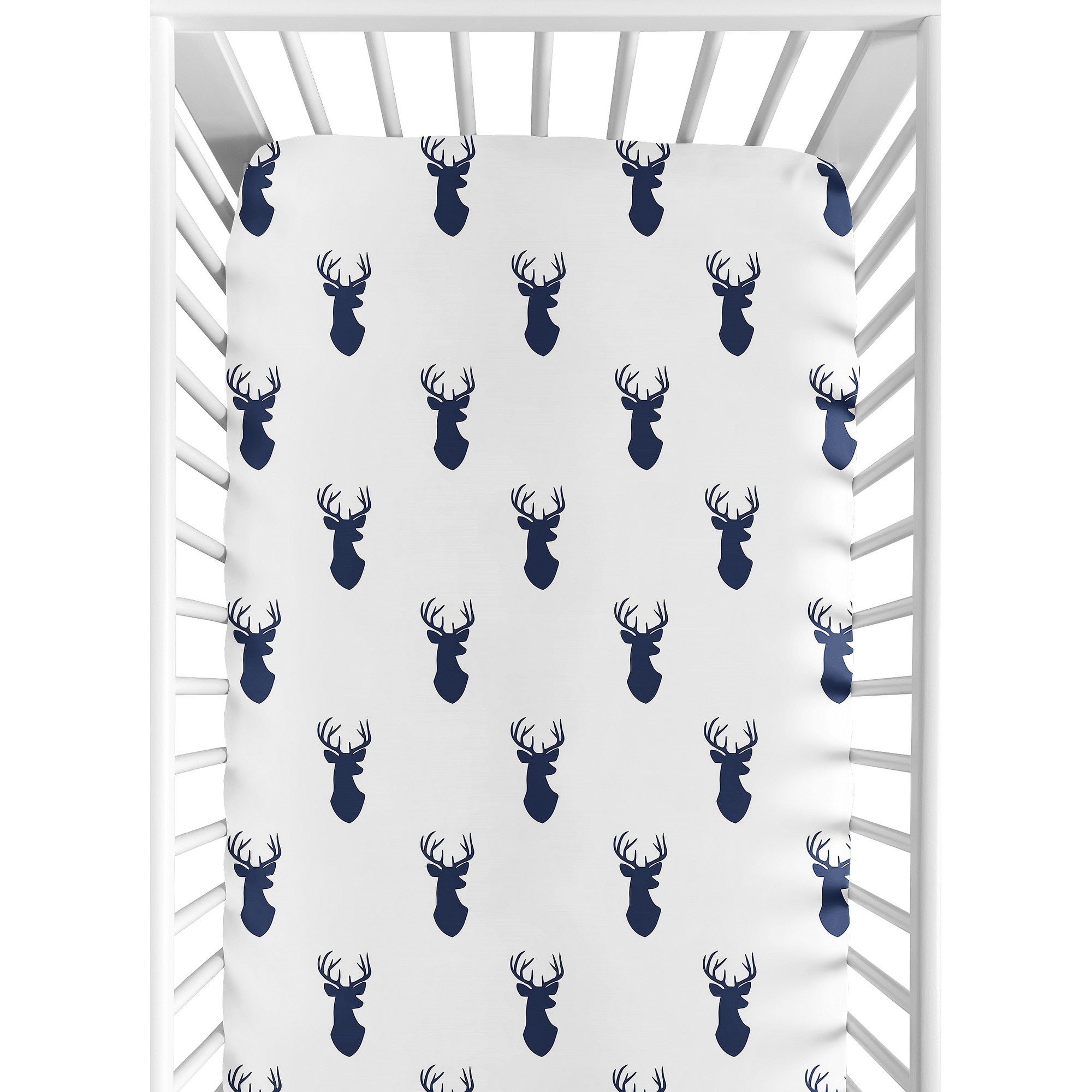 Navy blue deer crib bedding store