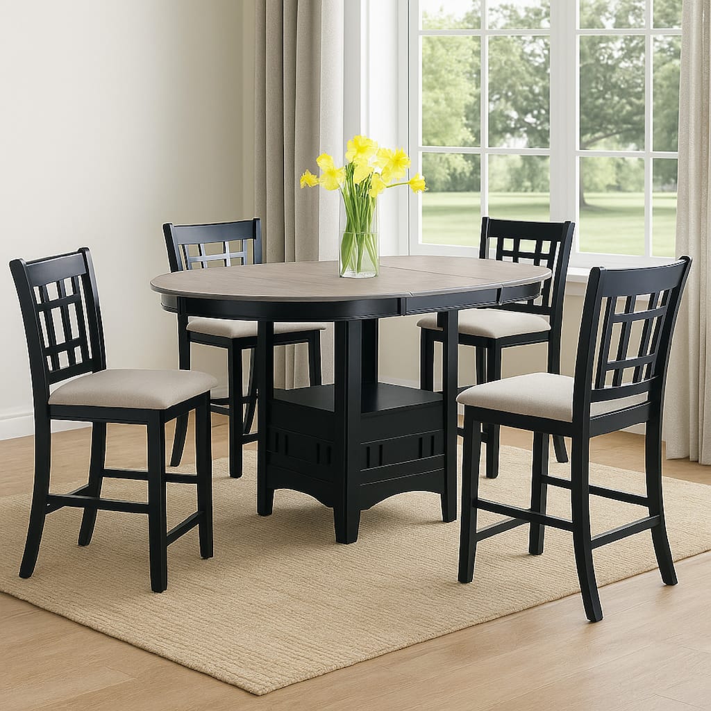 Mipo Counter Height Dining Chair Set of 2, Gray Fabric, Grid Back