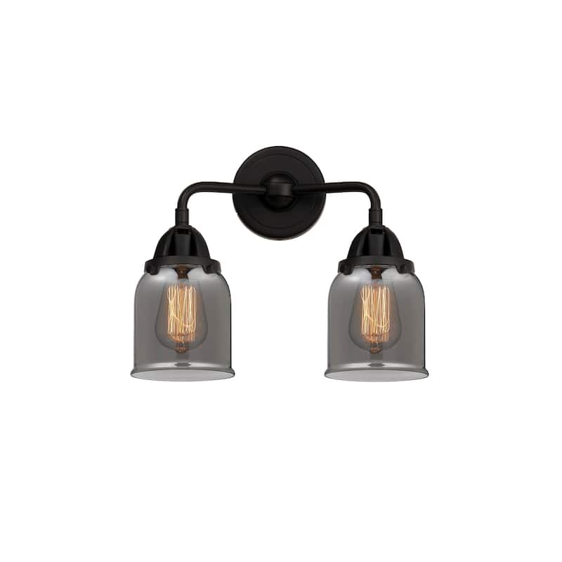 Innovations Lighting 288-2W-12-13 Bell Vanity Bell 2 Light 13" Wide - Matte Black / Plated Smoke