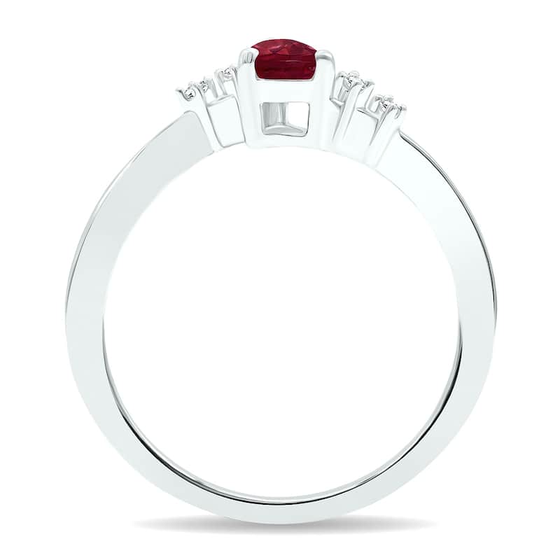 Women's Ruby and Diamond Wave Ring in 10K White Gold