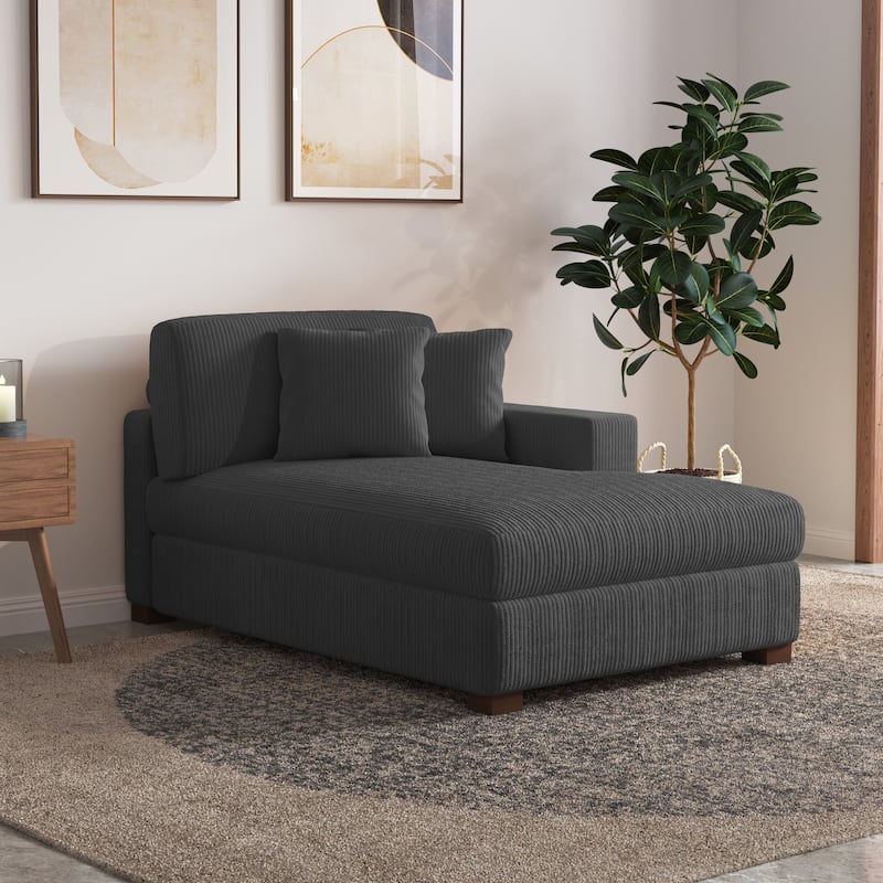 Upholstered Corduroy Modular Sectional Sofa with 2 throw pillows