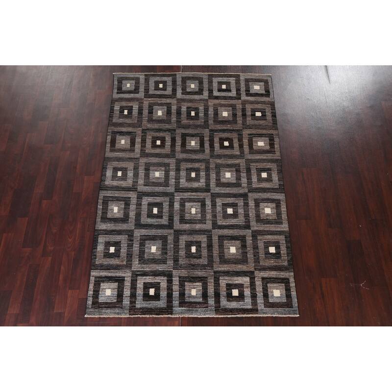 Contemporary Gabbeh Kashkoli Wool Area Rug Hand-knotted Bedroom Carpet - 5'3" x 7'11"