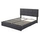 preview thumbnail 11 of 30, Queen Size Bed Grounding Platform Bed with Hydraulic Storage Upholstered Low Profile Bed Wingback Bed with Metal Legs